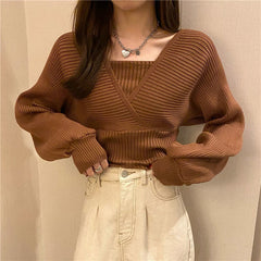 Solid Knitted Loose Elegant Sweater