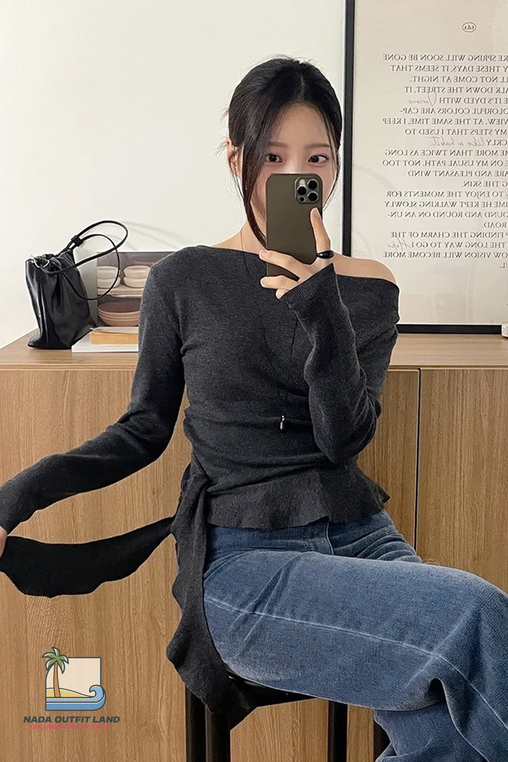 Ruffles Lace Up Elegant Off Shoulder Sweater