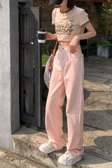 High Waist Light Pink Jeans Pants