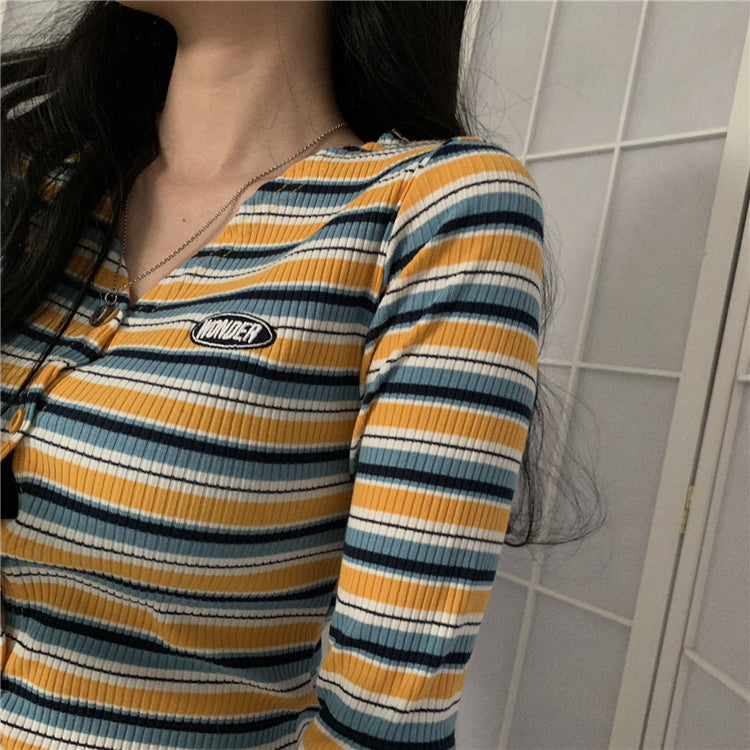 Retro Striped Casual Slim Sweater