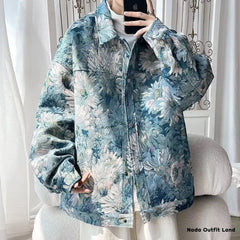 Long Sleeve Daisy Pattern Retro Unisex Jacket