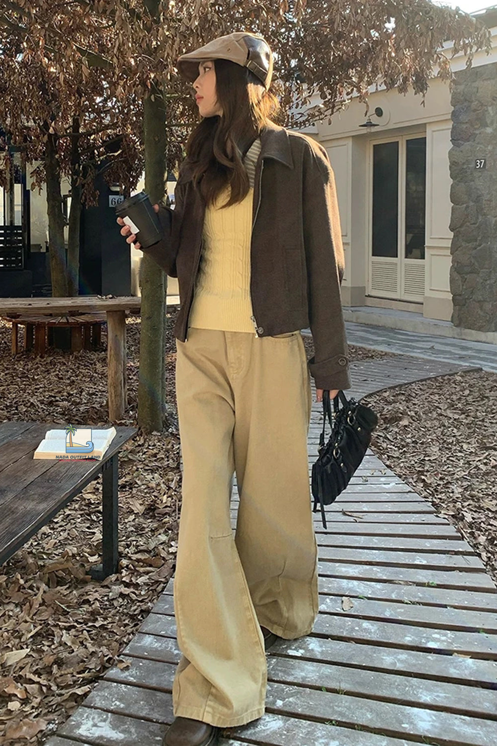 Long Sleeve Lapel Striped Collar Knitted Slim Sweater