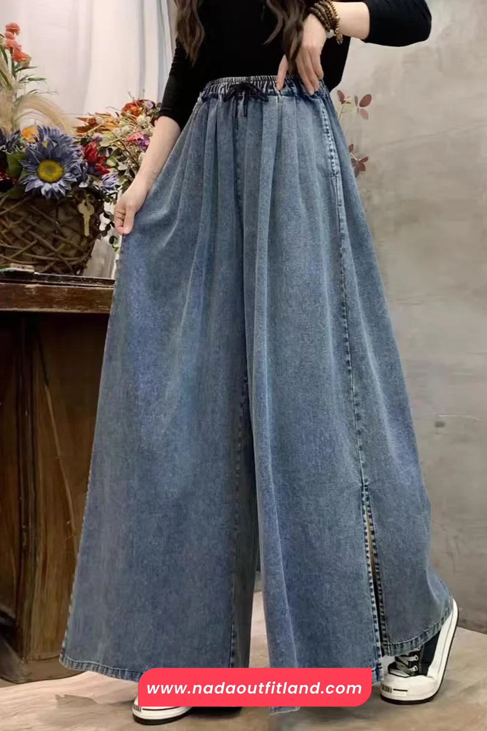 High Waist Loose Wide Leg Denim Long Pants