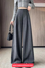 High Waist Loose Elegant Striped Office Pants