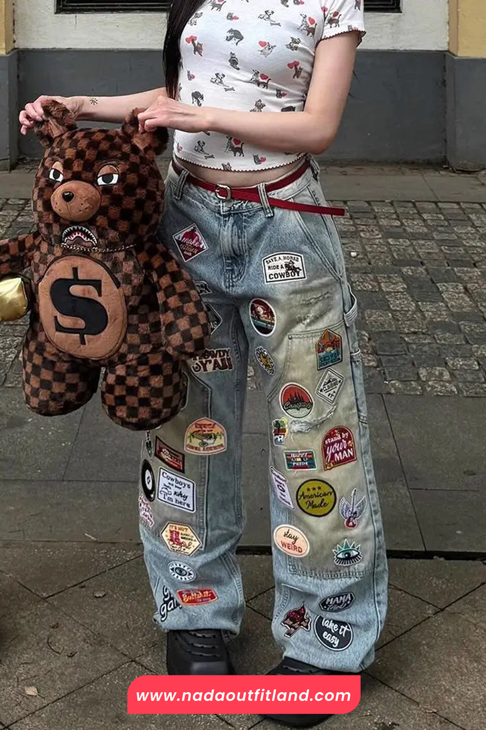High Waist Retro Embroidered Jeans Pants