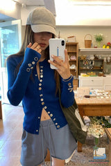 Long Sleeve Chic Buttons Slim Fit Knitted Cardigan Sweater