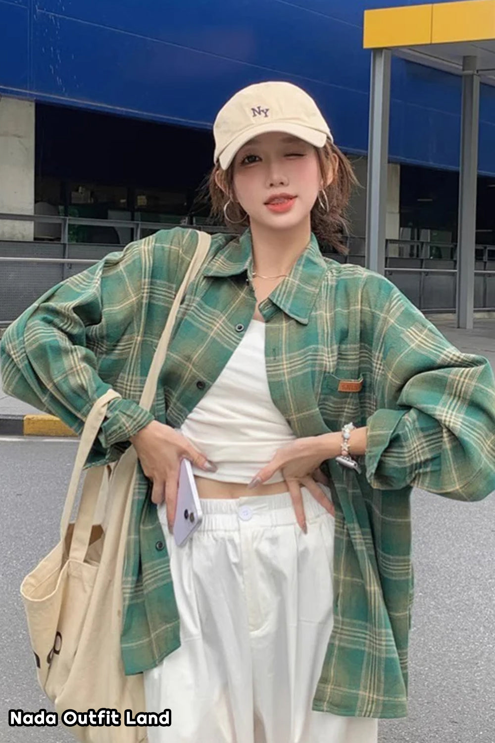 Long Sleeve Vintage Plaid Loose Blouse Shirts