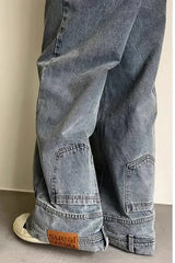 High Waist Reversed Style Jeans Pants
