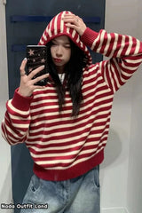 Vintage Striped Hooded Knitted Sweater