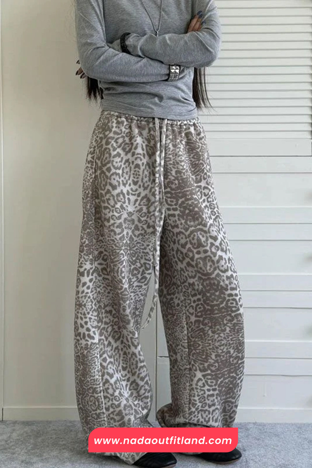 Lace Waist Hip Hop Leopard Pattern Long Sweatpants
