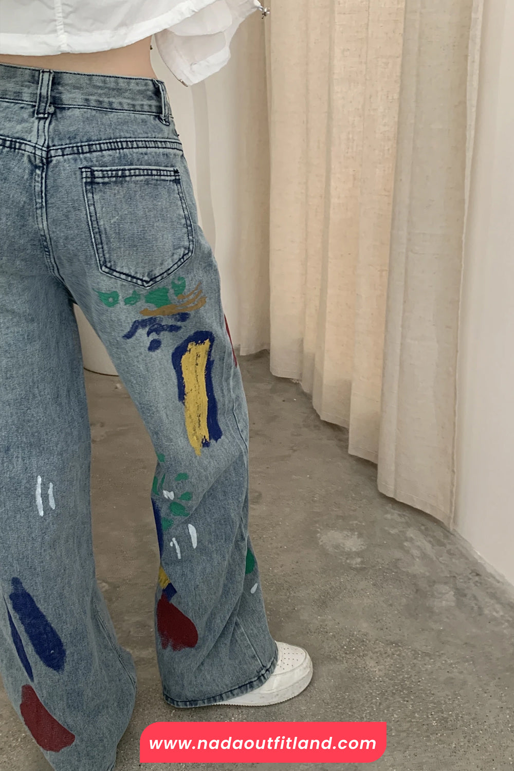 Loose Ripped Style Graffiti Colors Jeans Pants