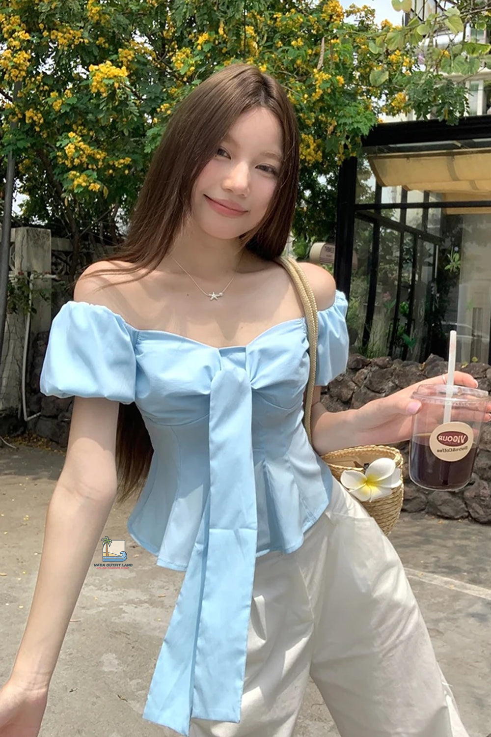 Sexy Slash Neck Puff Sleeve Cropped Shirt