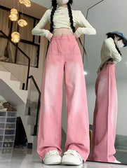 High Waist Vintage Pink Jeans Pants