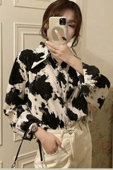 Milk Tie Dye Long Sleeve Blouse Shirt