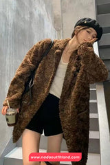 Long Sleeve Faux Lambs Casual Retro Coat Jacket
