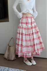 Loose Sweet Red Plaid Cute Skirts