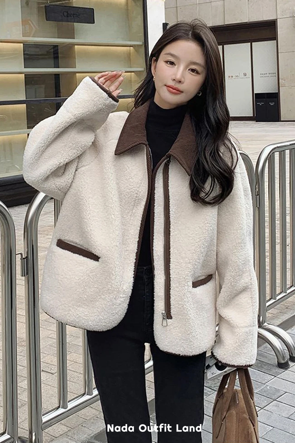 Loose Vintage Faux Wool Lapel Collar Jacket