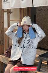Long Sleeve Cute Dog Pattern Christmas Cardigan Sweater
