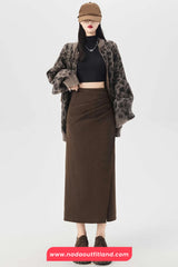 High Waist Sexy Folds Wrap Elegant Corduroy Skirts