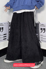Loose Solid Corduroy Wide Leg Sweatpants