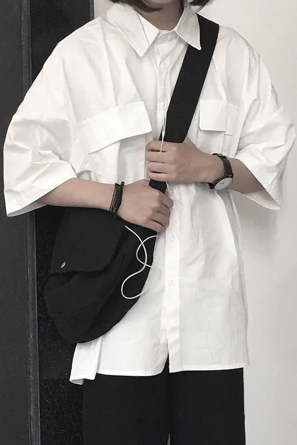 Short Sleeve Double Pockets Basic Blouse Shirts