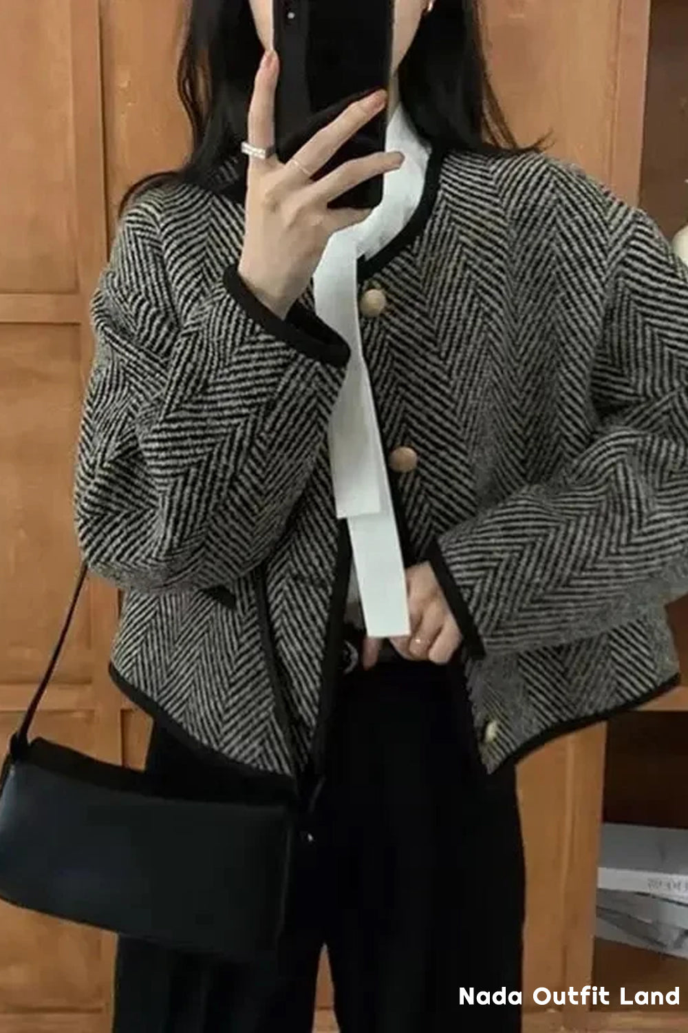 Long Sleeve O-Neck Striped Short Cardigan Sweater