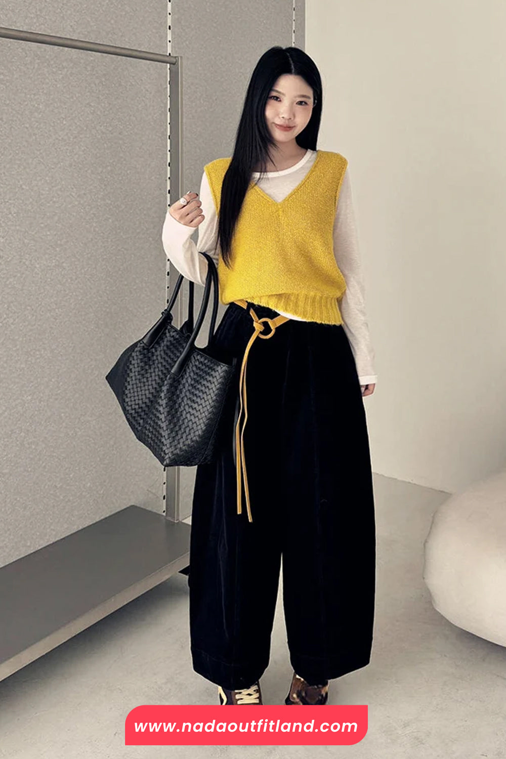 Retro Drawstring Waist Corduroy Long Pants