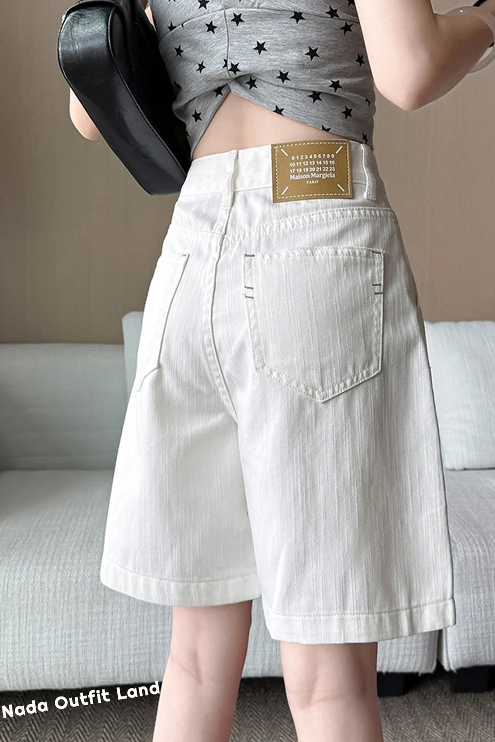 High Waist Loose Denim White Shorts