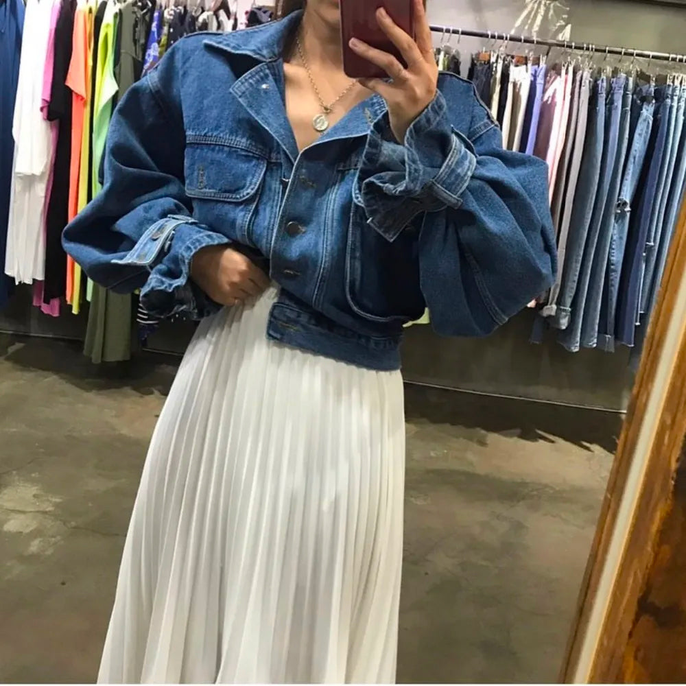 Loose Cropped Style Cropped Denim Jacket