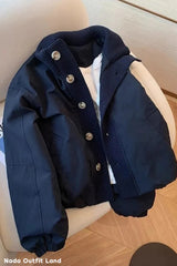 Loose Stand Collar Winter Button Coat Jacket
