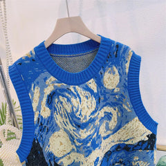 Loose Legendary Painting Sleeveless Vest Sweater
