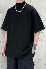 Short Sleeve Solid Hip Hop Men Turtleneck Shirts