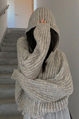 Loose Thick Knitted Zipper Hooded Sweater