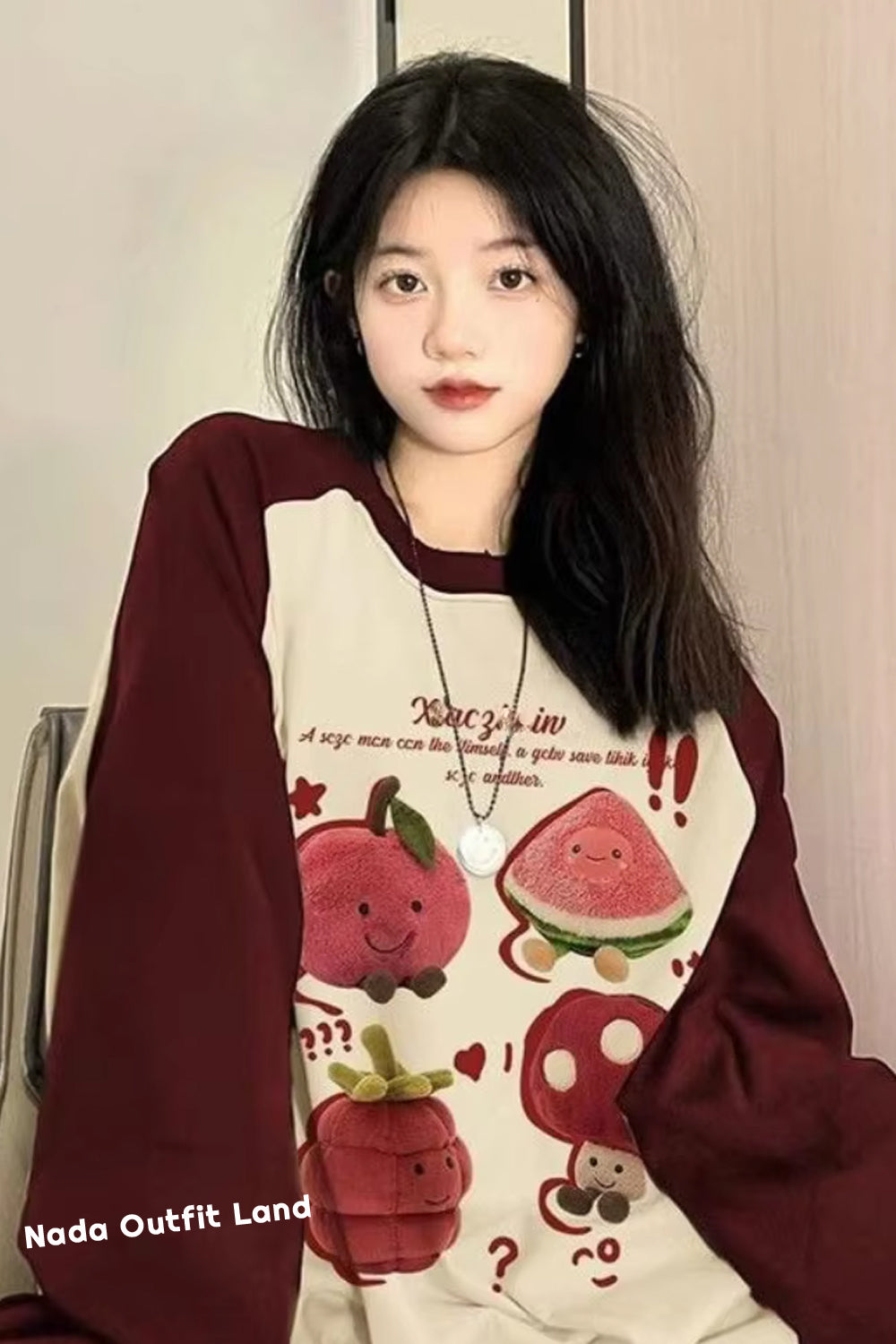 Long Sleeve Cute Mushroom Watermelon Casual Shirts