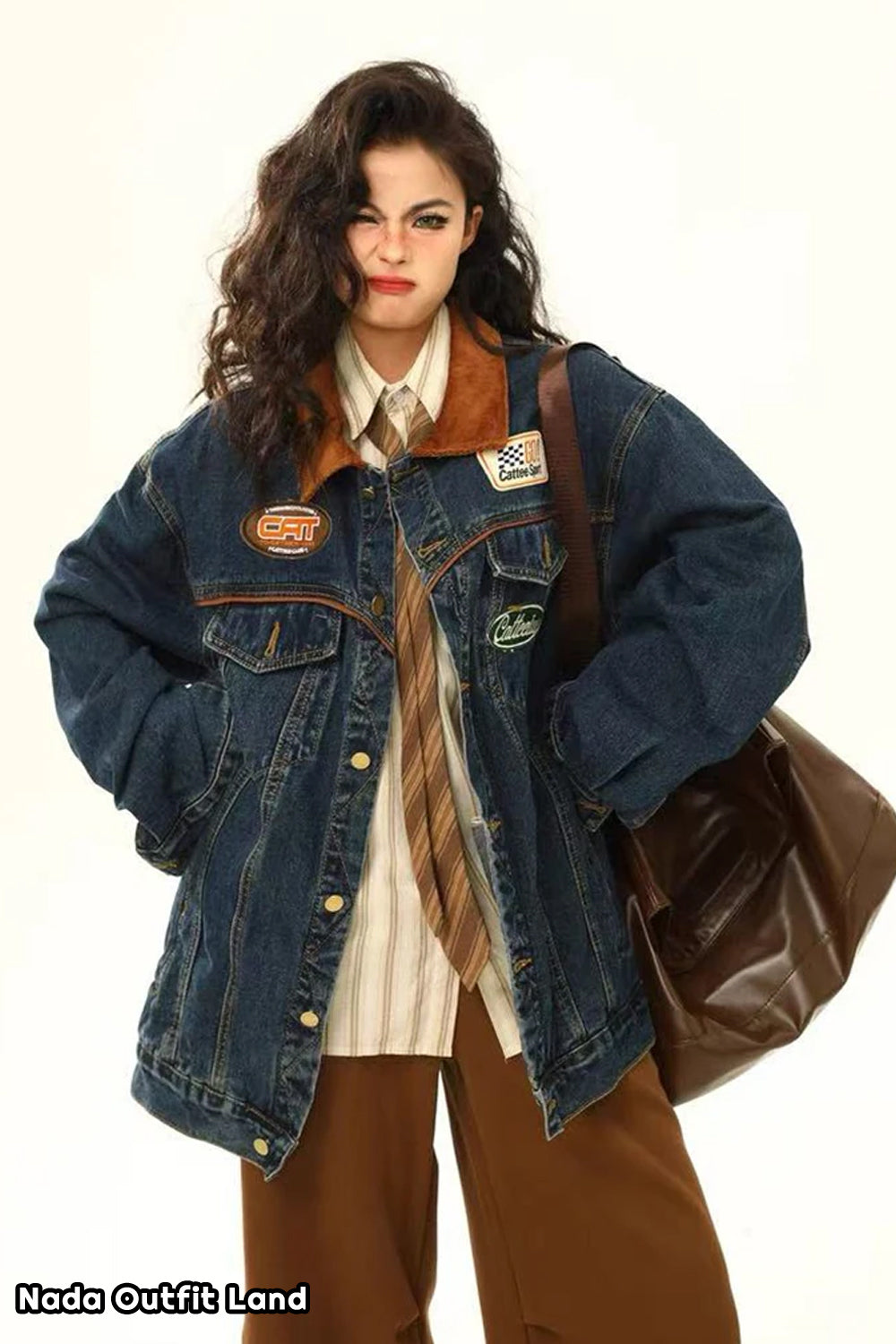 Long Sleeve Lapel Collar Retro Denim Blue Jacket
