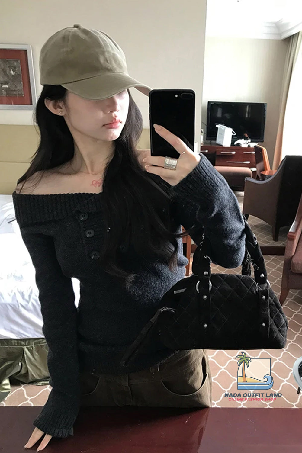 Long Sleeve Sexy Slash Neck Knitted Sweater