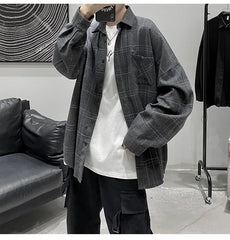 Long Sleeve Streetwear Plaid Shirt