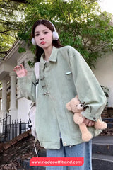 Loose Pins Buckle Buttons Style Streetwear Jacket
