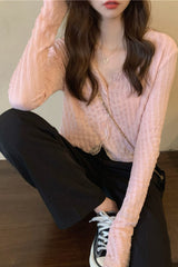 Long Sleeve Retro Lace V-Neck Shirt