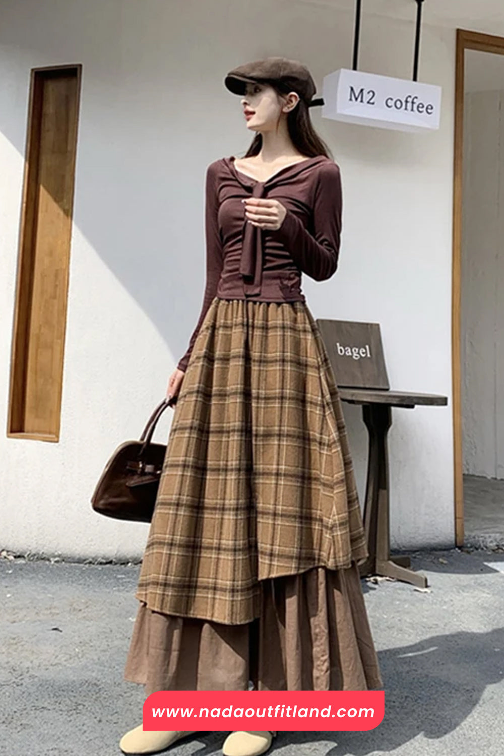 Vintage A-Line Plaid Patchwork Asymmetrical Skirts