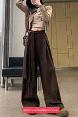 Loose Woolen Lace Up Wide Leg Pants