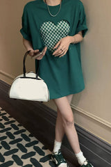2 Pieces Loose Heart Hollow Out Shirt With Camisole