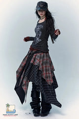 Vintage Asymmetrical Hip Hop Grunge Plaid Skirts