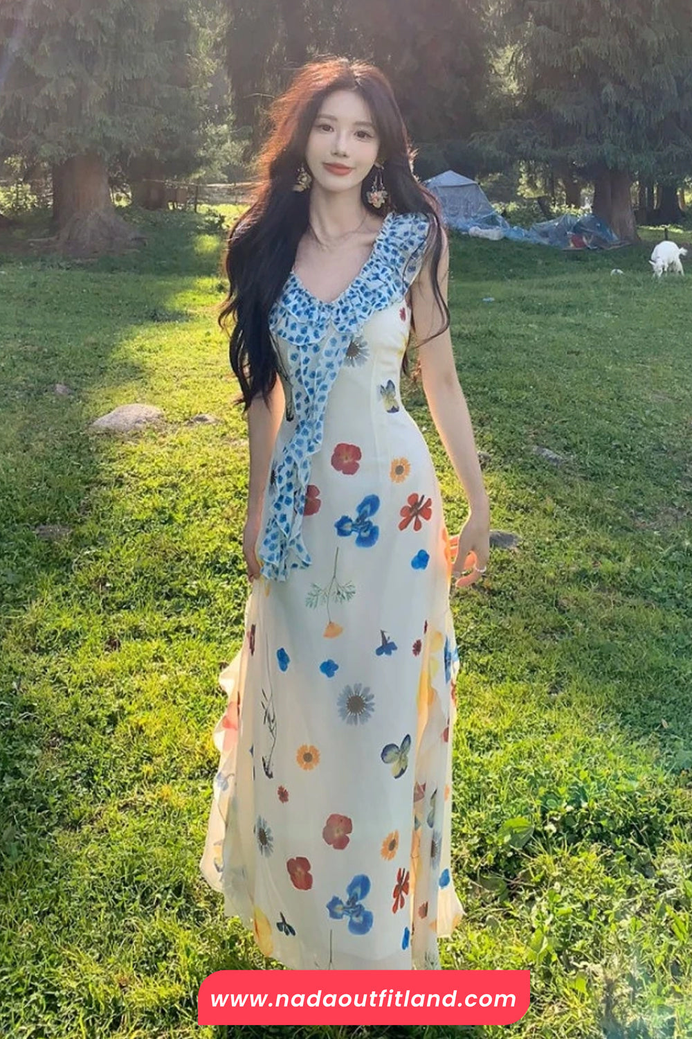 Vintage Elegant Floral Pattern Summer Dress