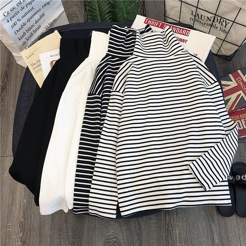 Striped Turtleneck Long Sleeve Shirt