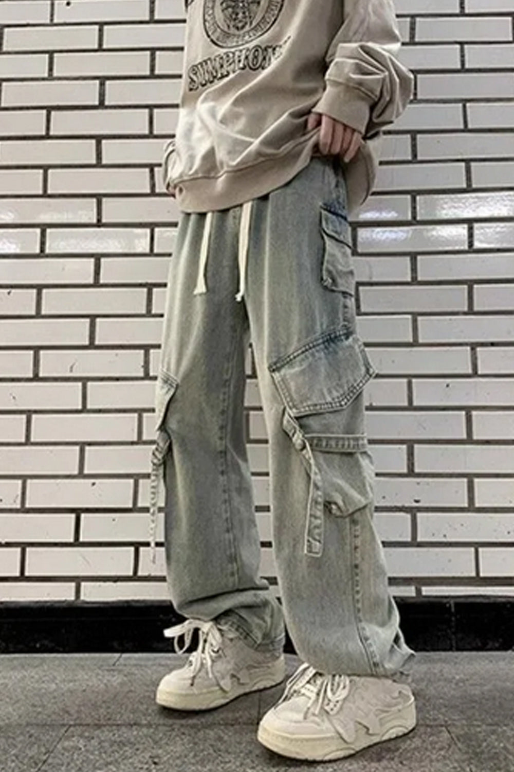 High Waist Hip Hop Multi Pockets Jeans Pants