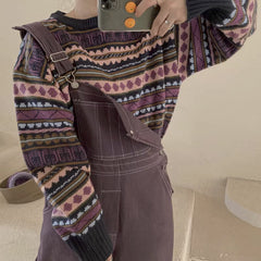 Loose Retro Striped Basic Sweater