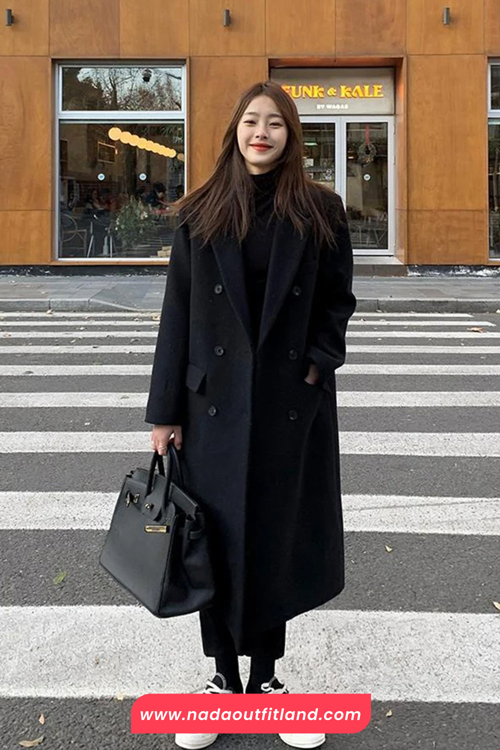 Elegant Woolen Long Blend Coat Jacket