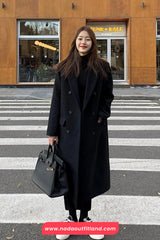Elegant Woolen Long Blend Coat Jacket