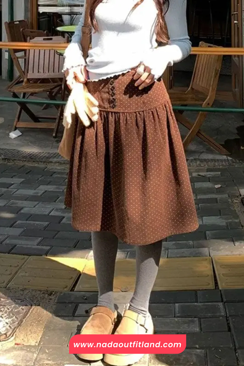 Loose Dots Pattern Corduroy A-Line Skirts